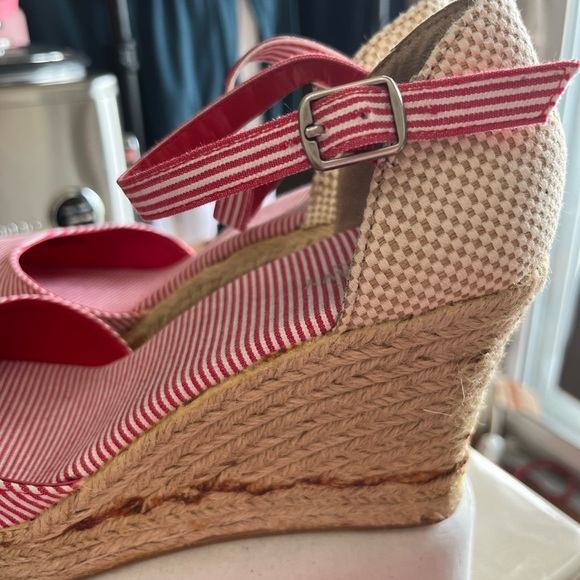 Old Navy Striped Pink/White Wedge Espadrilles Size 9 - Picture 8 of 10